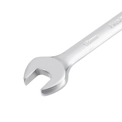 Harfington Uxcell Metric 15mm 12-Point Box Open End Combination Wrench Chrome Finish, Cr-V