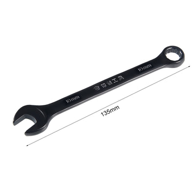 Harfington Uxcell Metric 10mm 12-Point Box Open End Combination Wrench Black Electrophoresis Coating, Cr-V