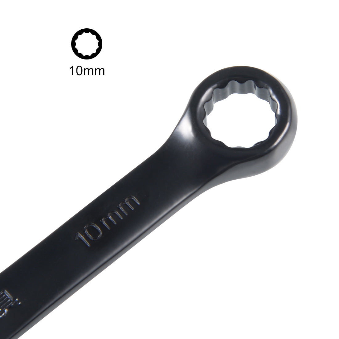 uxcell Uxcell Metric 10mm 12-Point Box Open End Combination Wrench Black Electrophoresis Coating, Cr-V