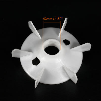 Harfington Uxcell 1Pcs 215*43mm Round Shaft Replacement White Plastic 6 Impeller Motor Fan Vane