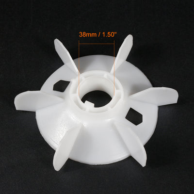 Harfington Uxcell 1Pcs 180*38mm D Shaft Replacement White Plastic 6 Impeller Motor Fan Vane