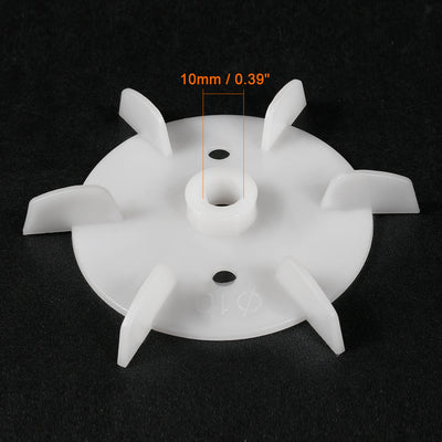 Harfington Uxcell 2Pcs 97*10mm D Shaft Replacement White Plastic 6 Impeller Motor Fan Vane