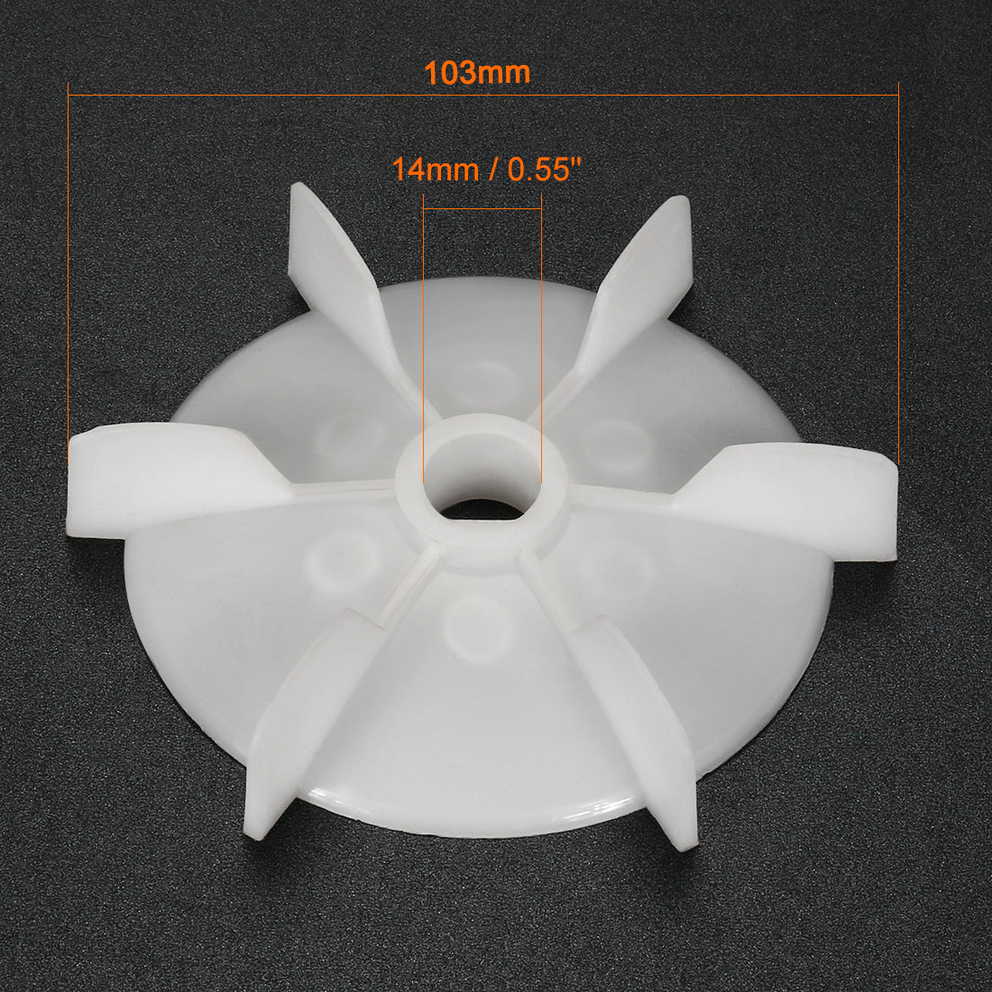 uxcell Uxcell 1Pcs 103*14mm D Shaft Replacement White Plastic 6 Impeller Motor Fan Vane