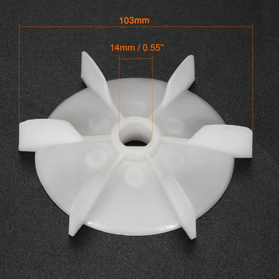 Harfington Uxcell 1Pcs 103*14mm D Shaft Replacement White Plastic 6 Impeller Motor Fan Vane