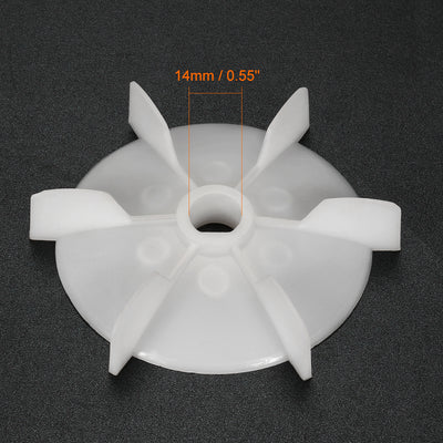 Harfington Uxcell 2Pcs 103*14mm D Shaft Replacement White Plastic 6 Impeller Motor Fan Vane