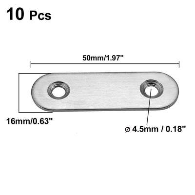 Harfington Uxcell Flat Stainless Steel Repair Mending Fixing Plate Brackets,50mmx16mm,10pcs