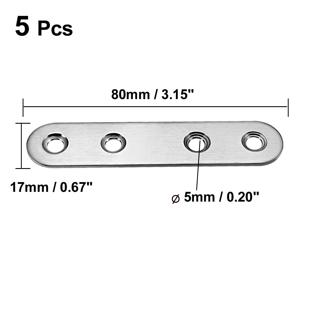 uxcell Uxcell 5 Stk. Flache Edelstahl Reparatur Ausbessern Befestigungsplatte 80mmx17mm DE de