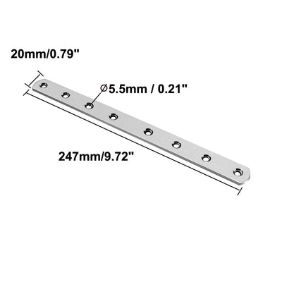 Harfington Uxcell Flat Stainless Steel Repair Mending Fixing Plate Brackets,247mmx20mm,1pcs