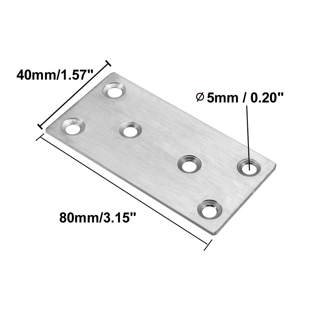 uxcell Uxcell Flat Stainless Steel Repair Mending Fixing Plate Brackets,80mmx40mm,1pcs