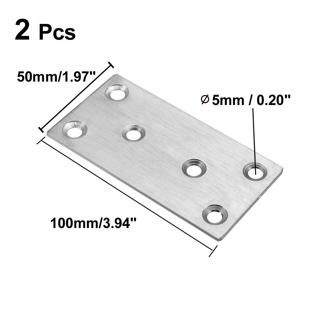 uxcell Uxcell 2 Stk. Befestigungsklammer Flach Edelstahl Reparatur Ausbesserung 100mmx50mm