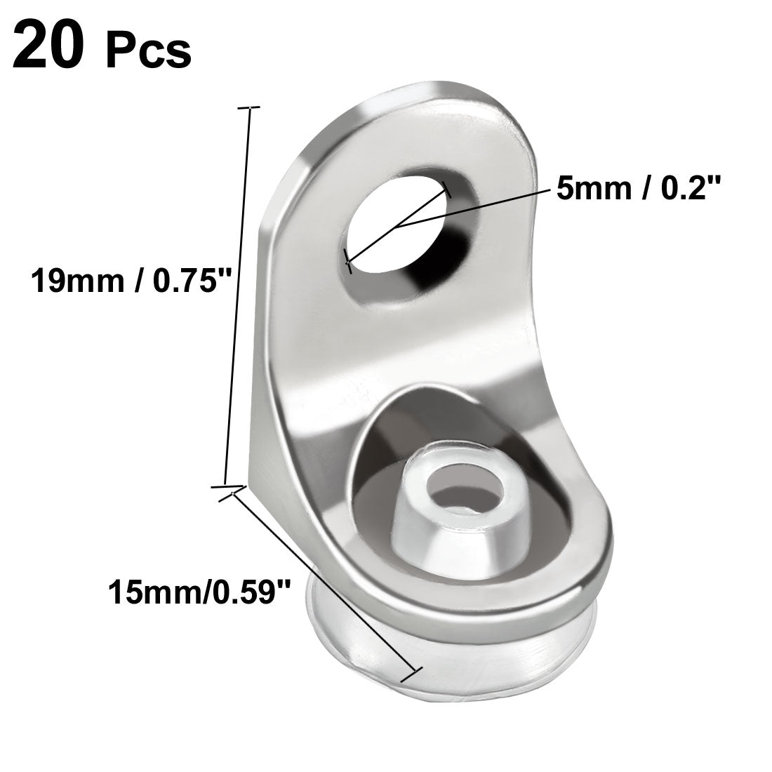 uxcell Uxcell 20 Stk. Flachplatte L förmig für Glas Regal Stützklammer 19mmx15mmx13mm