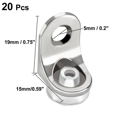 Harfington Uxcell Flat Plate L Shape,19mmx15mmx13mm, Glass Shelf Support Brace Brackets, 20pcs