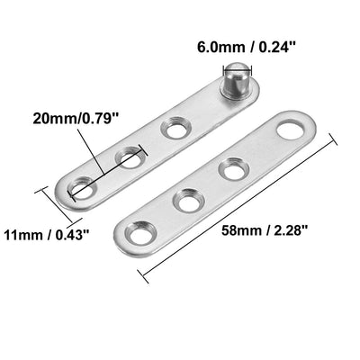 Harfington Uxcell Door Pivot Hinge, 58mmx11mmx9mm Stainless Steel 360 Degree Rotating 4pcs