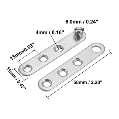 Harfington Uxcell Door Pivot Hinge, 58mm x 11mm x 9mm Stainless Steel 360 Degree Rotating 8pcs