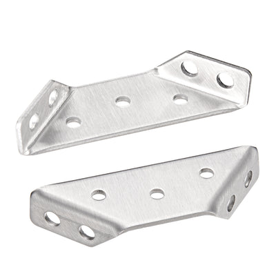 Harfington Uxcell Cabinet Cupboard Stainless Steel Flange Corner Brace Angle Brackets  20pcs