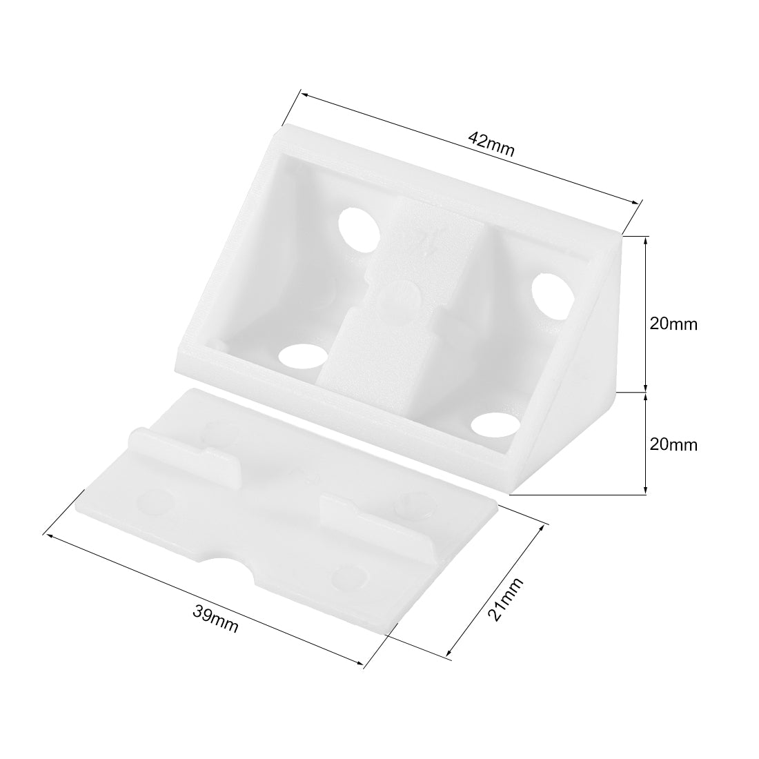 uxcell Uxcell 24 Stk. Halteklammer 42mmx20mmx20mm 4 Loch Kunststoff Eckwinkel Klammer Weiß DE de