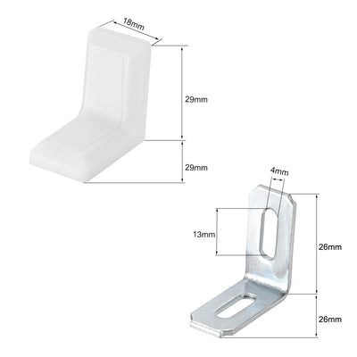 Harfington Uxcell 29mmx29mm Cabinet Cupboard Shelf Corner Brace Plate Right Angle Bracket White 8pcs