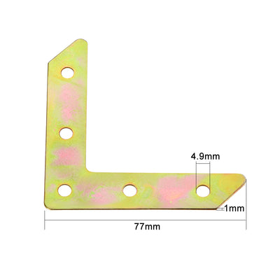 Harfington Uxcell 10 Stück Metall L Form Ecke Ausbessern Platten Klammern 77mm x 77mm x 1mm DE de