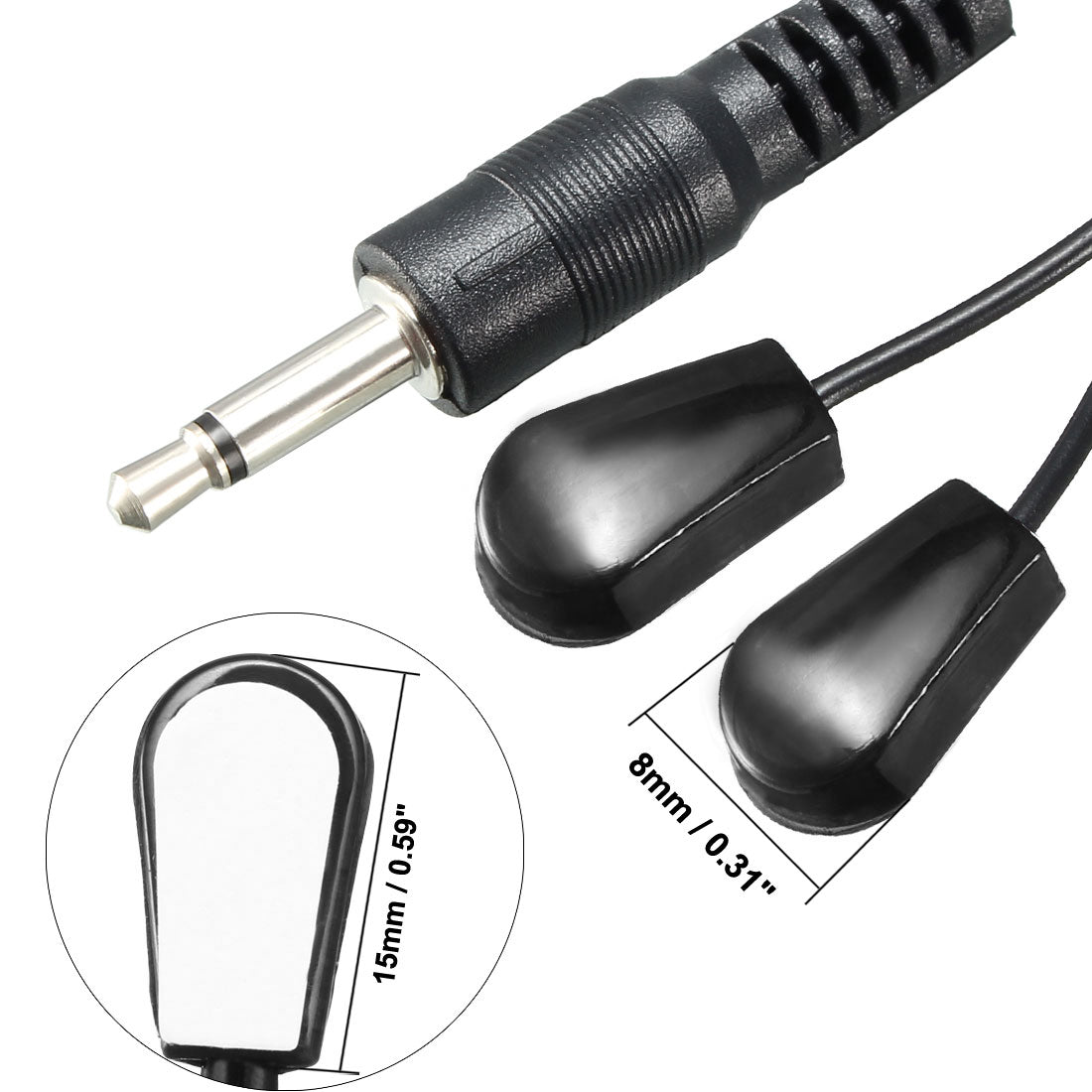 uxcell Uxcell IR Infrared Emitter Extension Cable 9.8ft Long 45 Degree Emission Angle 3.5mm Jack Dual Black Head 5pcs