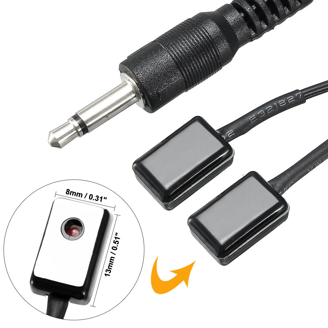 uxcell Uxcell IR Infrared Emitter Extension Cable 9.8ft  45 Degree Emission Angle 3.5mm Jack Dual Black Head 5pcs