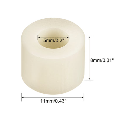 Harfington Uxcell Round Spacers Washers for M5 Screws ABS OD 11mm, ID 5mm, Height 8mm 20pcs