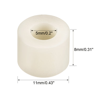 Harfington Uxcell Round Spacers Washers ABS for M5 Screws OD 11mm, ID 5mm, Height 8mm 100pcs