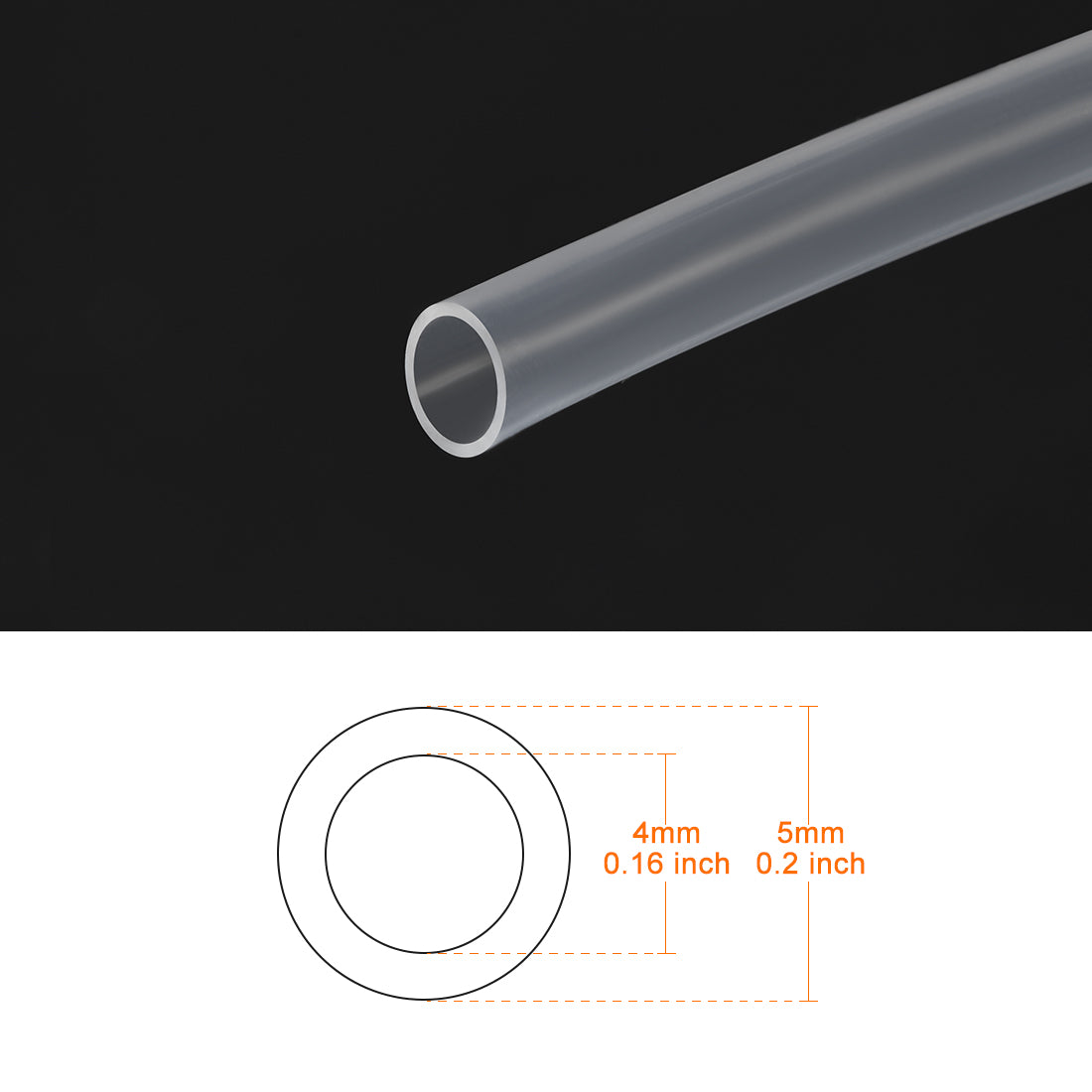 uxcell Uxcell PTFE-Schlauch 4 mm Innen Dmr x 5 mm Außen Dmr x 3,3 Fuß PTFE-Schlauch für PLA ABS 3D-Drucker