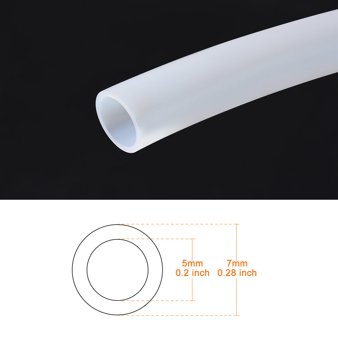 uxcell Uxcell PTFE-Schlauch 5 mm Innen Dmr x 7 mm Außen Dmr x 10 Fuß PTFE-Schlauch für PLA ABS 3D-Drucker