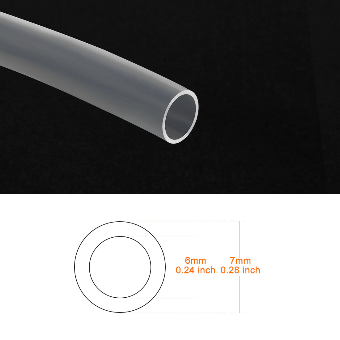 uxcell Uxcell PTFE-Schlauch 6 mm Innen Dmr x 7 mm Außen Dmr x 3,3 Fuß PTFE-Schlauch für PLA ABS 3D-Drucker klar