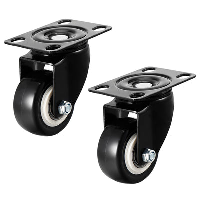 Harfington Uxcell 2 Pcs 2 Inch Swivel Caster Wheels PU Top Plate Mounted Caster Wheel 132lb Capacity