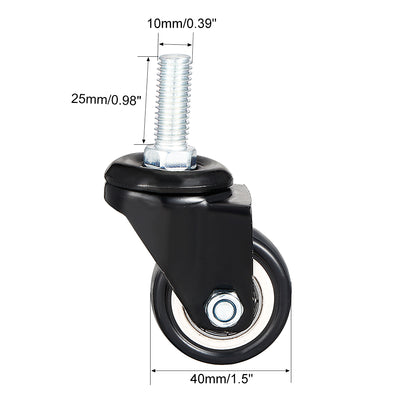 Harfington Uxcell 1.5 Inch Swivel Caster Wheels PU 360 Degree Threaded Stem Caster Wheel, M10 x 25mm, 110lb Capacity