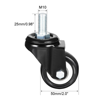 Harfington Uxcell 2 Inch Swivel Caster Wheels PU 360 Degree Threaded Stem Caster Wheel, M10 x 25mm, 132lb Capacity