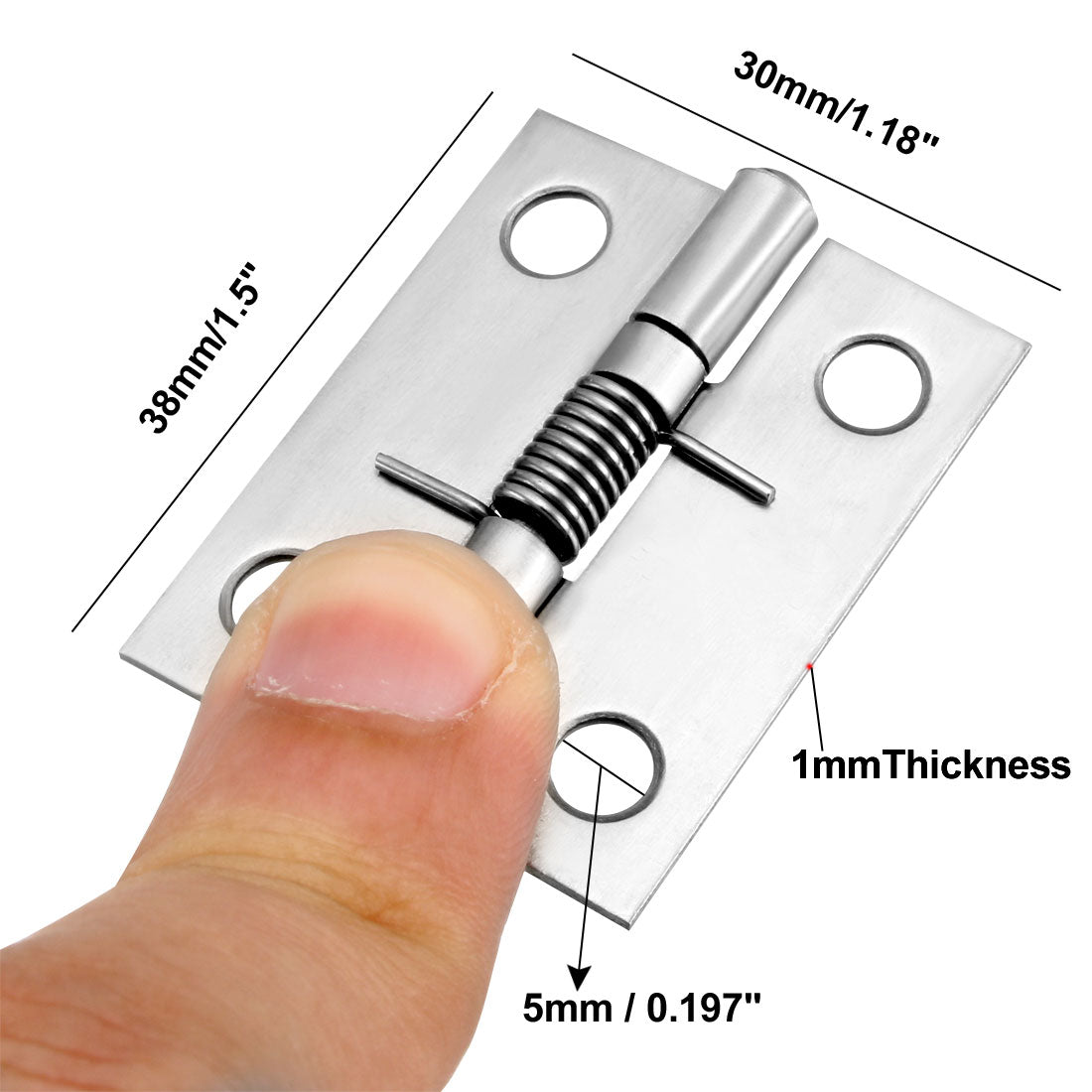 uxcell Uxcell 5pcs Selbstschließendes Feder Scharnier 38mm Edelstahl DIY Hardware für Tür Kabinett DE