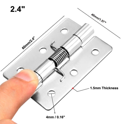 Harfington Uxcell Selbstschließendes Feder Scharnier 60mm Edelstahl DIY Hardware für Tür Kabinett DE de