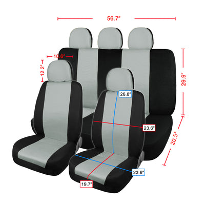 Harfington Uxcell Gray Black Car Truck Suv Flat Cloth Seat Covers Set W/Headrest Cover