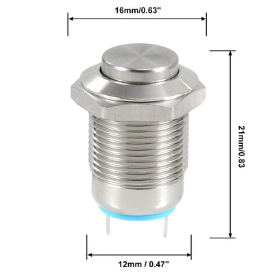 Harfington Uxcell Momentan Metall Druck Bottem Schalter 12mm Montage Dmr 2A SPST 1NO 2P hoch eben DE de