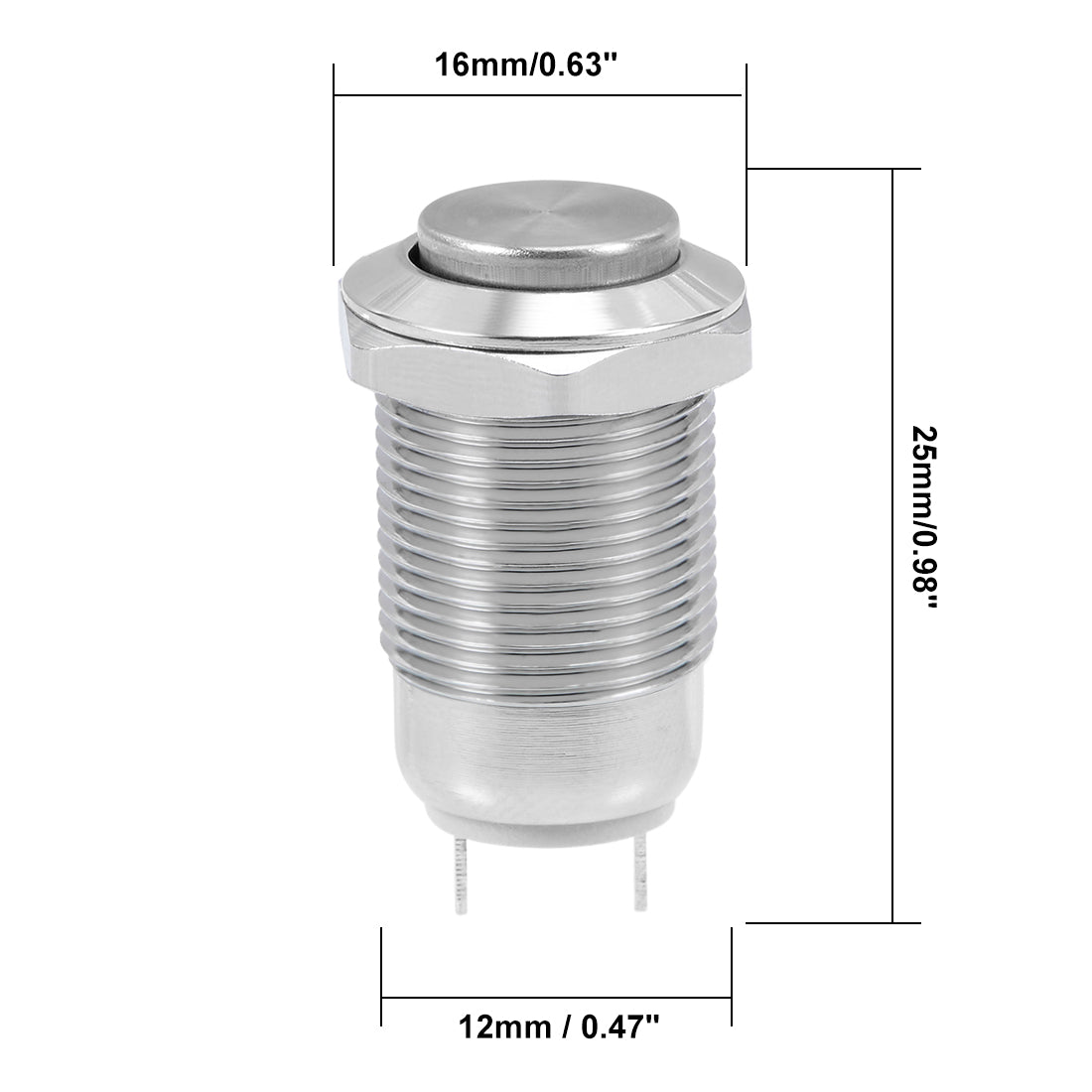 uxcell Uxcell Latching Metal Push Button Switch 12mm Mounting Dia 2A SPST 1NO 2P High Flat