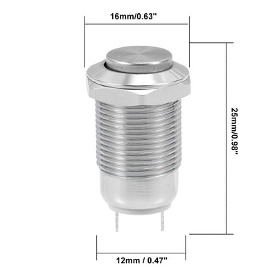 Harfington Uxcell Latching Metal Push Button Switch 12mm Mounting Dia 2A SPST 1NO 2P High Flat