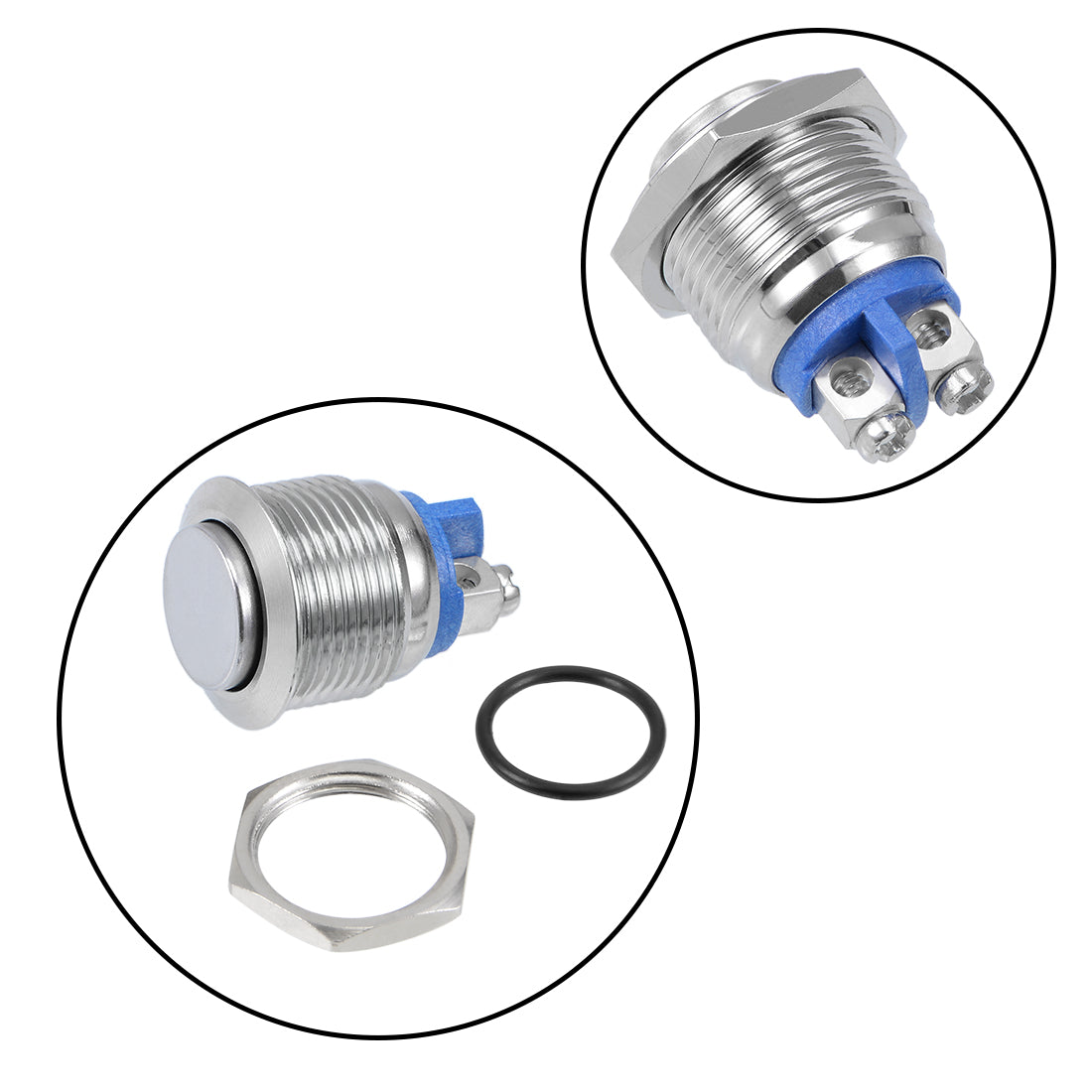 uxcell Uxcell Momentary Metal Push Button Switch 16mm Mounting Dia 3A 2 Screws