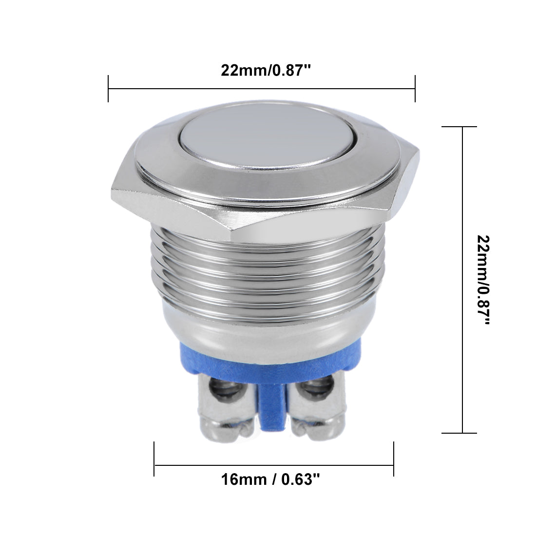 uxcell Uxcell Momentary Stainless Steel Push Button Switch 16mm Mounting Dia 5A 2 Screws