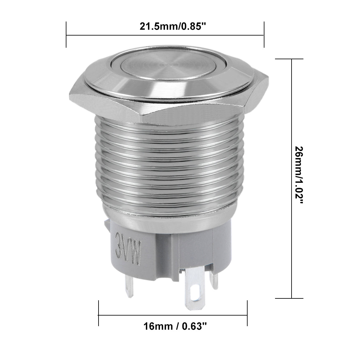 uxcell Uxcell Momentary Push Button Switch 16mm Mounting Dia 5A 1NO with 3V White LED Light