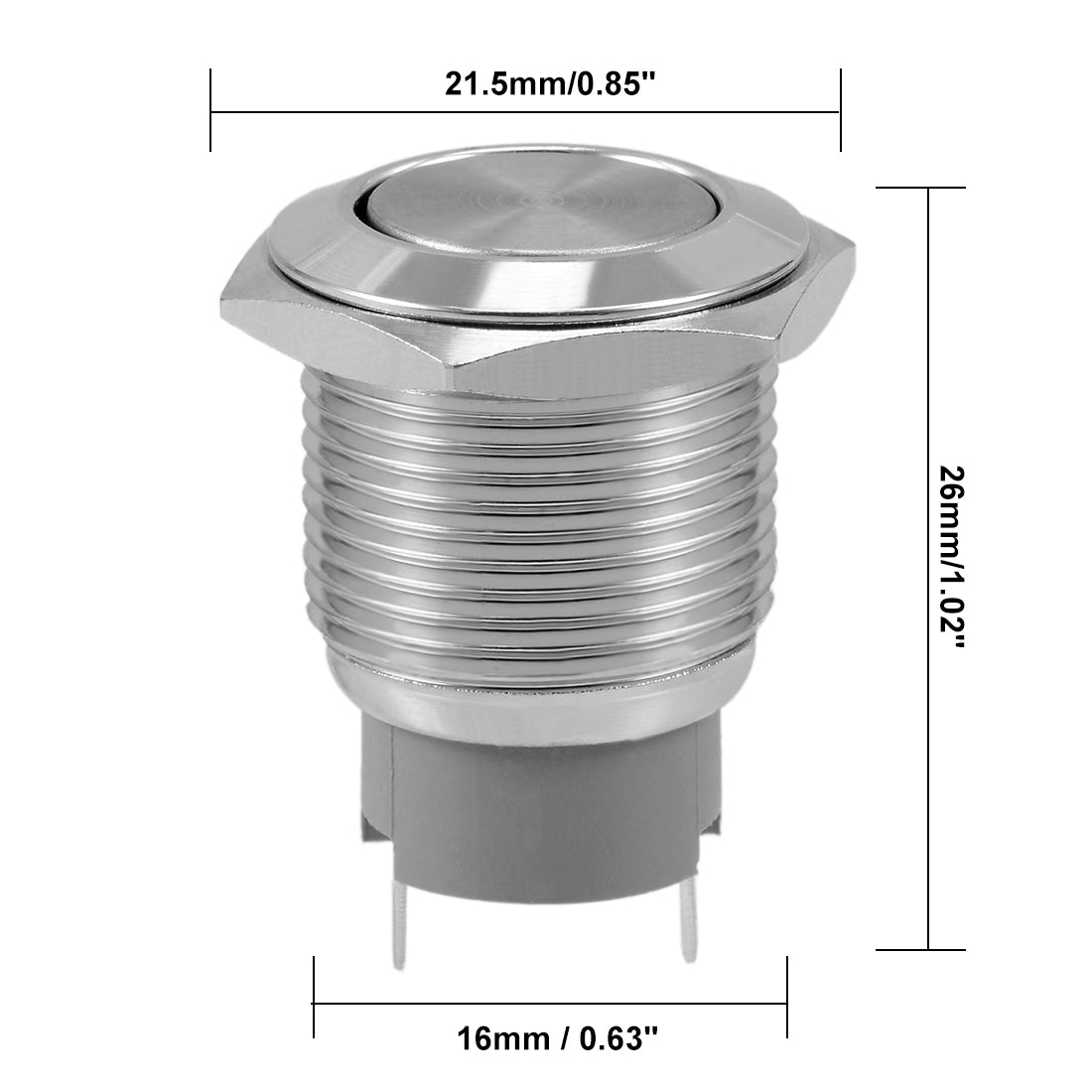 uxcell Uxcell Latching Metal Push Button Switch 16mm Mounting Dia 3A SPST 1NO 2 Terminals