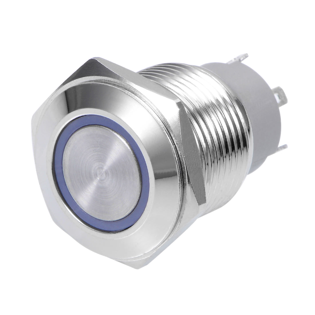 uxcell Uxcell Momentary Push Button Switch 16mm Mounting Dia 5A 1NO with 3V Blue LED Light