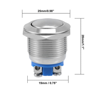 Harfington Uxcell Momentane Edelstahl Druckknopfschalter 19mm Montage Dia 5A 2 Schrauben de