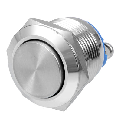 Harfington Uxcell Momentary Stainless Steel Push Button Switch 19mm Mounting Dia 5A 2 Screw Terminals