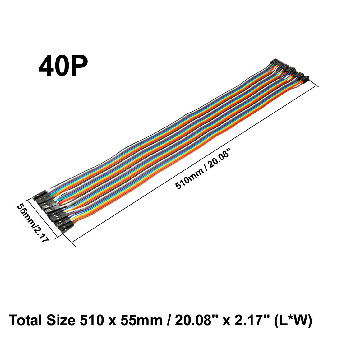 uxcell Uxcell Female to Female 40P Breadboard Jumper Wire 2.54mm Pitch Ribbon Cable 51cm Long