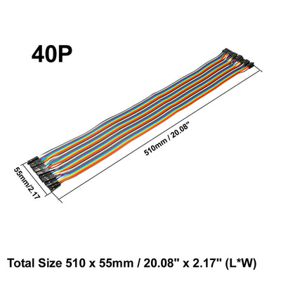 Harfington Uxcell Female to Female 40P Breadboard Jumper Wire 2.54mm Pitch Ribbon Cable 51cm Long