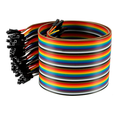 Harfington Uxcell Female to Female 40P Breadboard Jumper Wire 2.54mm Pitch Ribbon Cable 51cm Long