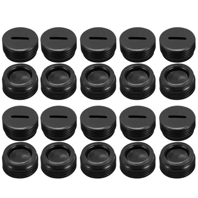 Harfington Uxcell Carbon Brush Holder Caps 16mm O.D. 6.7mm Thickness Motor Brush Cover Plastic Fitting Thread Black 20pcs