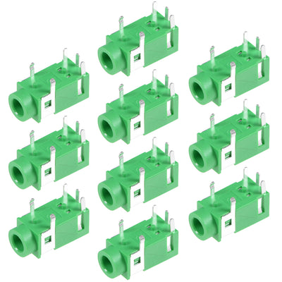 Harfington Uxcell 10Pcs PCB Mount 3.5mm 5 Pin Socket Headphone Stereo Jack Audio Video Connector Green PJ322